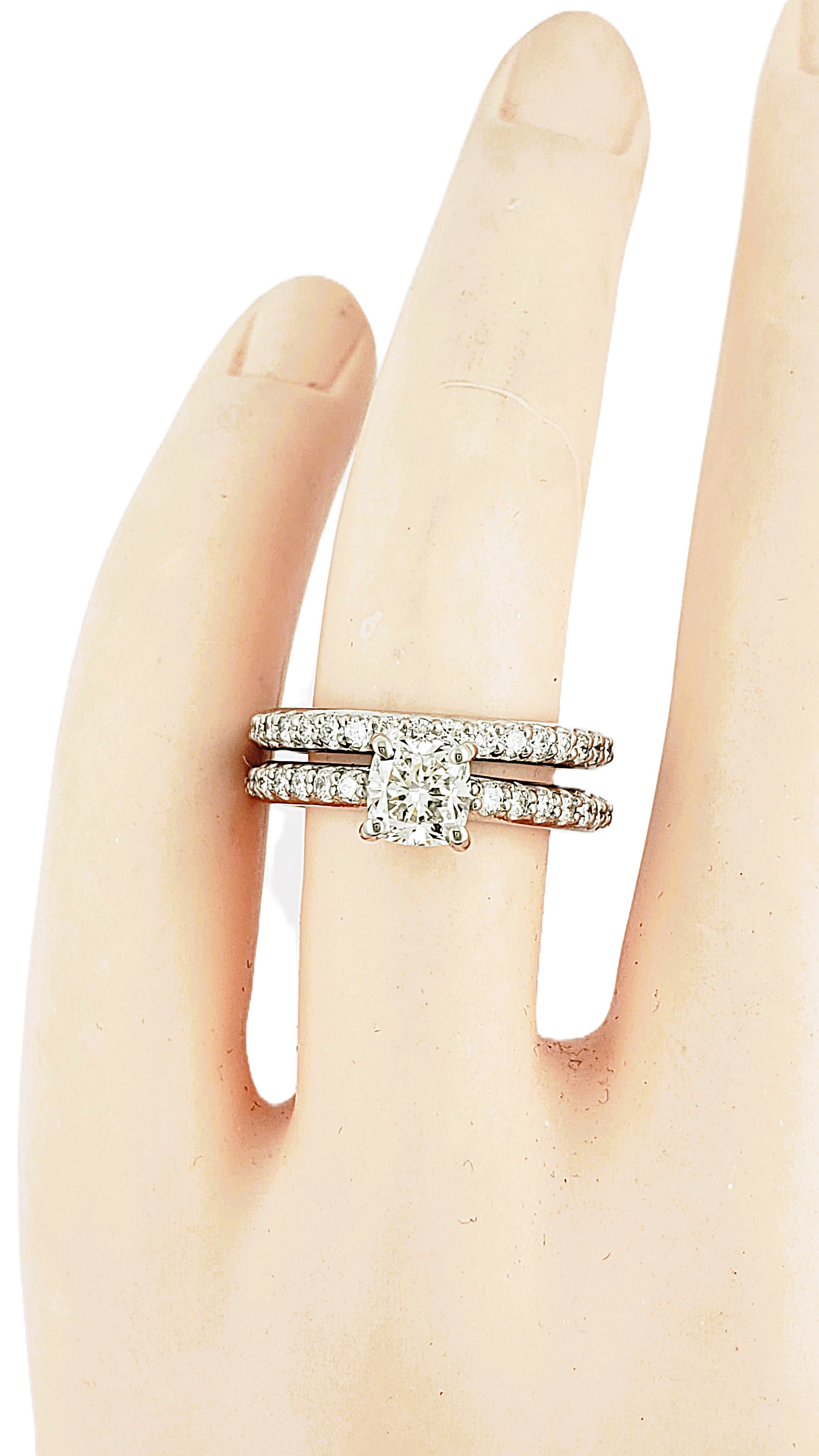 Cushion Shape Bridal Set with Round Side Diamonds